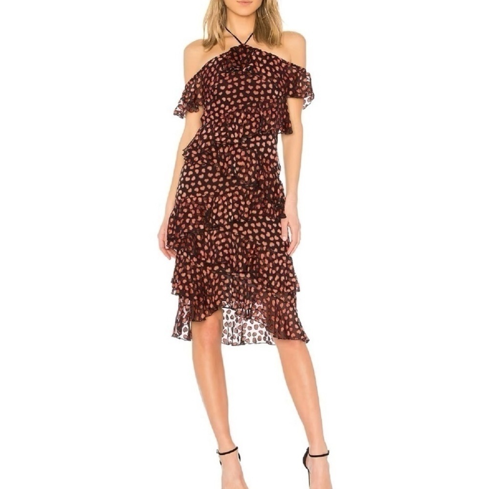 Alice + Olivia Women's Heart Print Dress Black Size 2 Knee Length